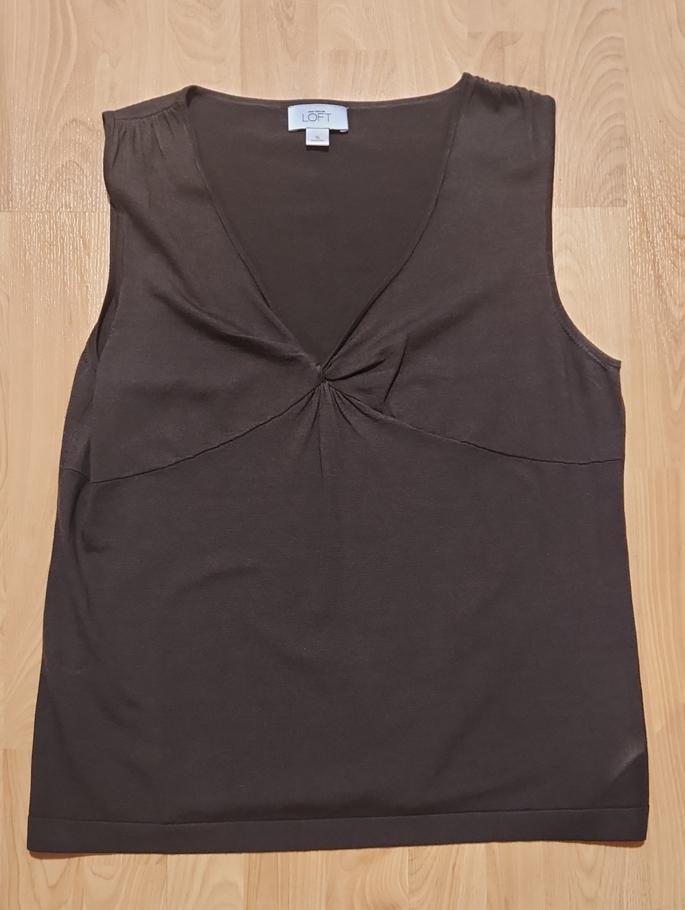 Ann Taylor LOFT Chocolate Brown Twist-Front Sleeveless Tank